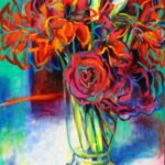 Rosa Pasión 33.jarron de amarilis y rosas