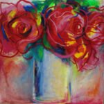 Rosa Pasión 36.jarron blanco con rosas rojas