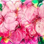 Biotopos, Palacio Almudí pink hibiscus 1.46 x 2.28 m mix media on canvas.jpg