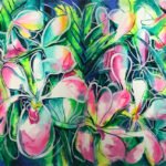 Flores y Feria white orchids 1.46 x 2.28 m mix media on canvas.jpg b 12